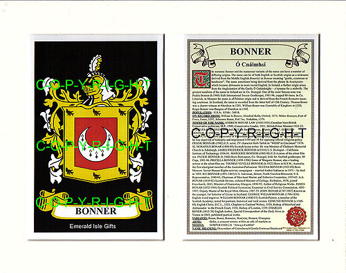 Bonner Family Crest and Name History