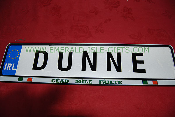 Dunne Family Irish Driving Plate