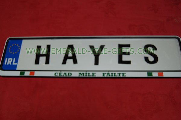 Hayes Family Irish Driving Plate