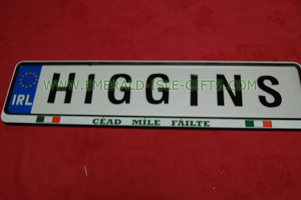 Higgins Family Irish Driving Plate