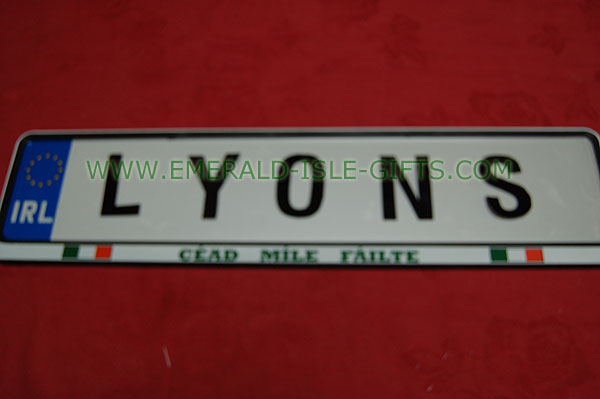 Lyons Family Irish Driving Plate