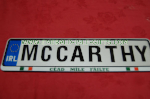 McCarthy Family Irish Driving Plate