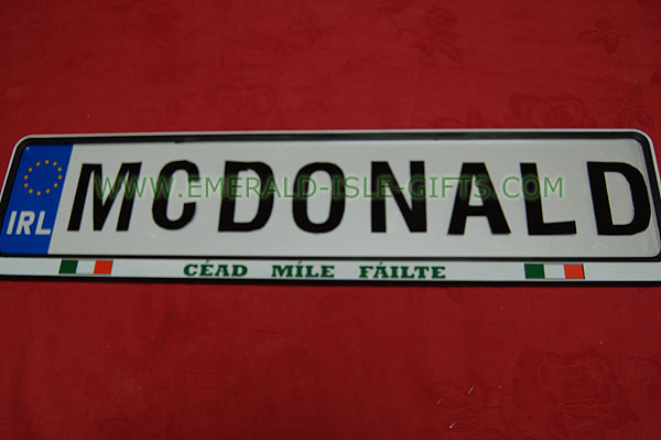 McDonald Family Irish Driving Plate