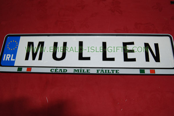 Mullen Family Irish Driving Plate