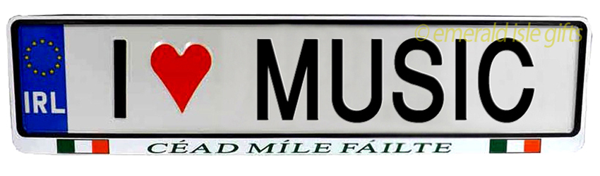 I Love MUSIC Irish Driving Plate