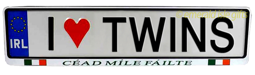 I Love TWINS Irish Driving Plate