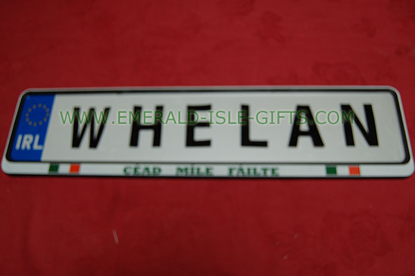 Whelan Family Irish Driving Plate