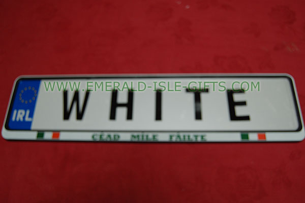 White Family Irish Driving Plate