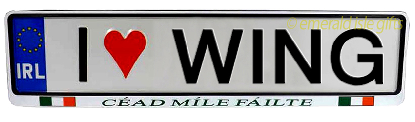 I Love WING Irish Driving Plate