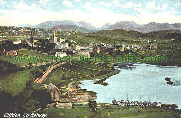 Galway - Clifden - color aerial view