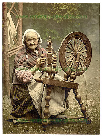 Old Woman and Spinning Wheel