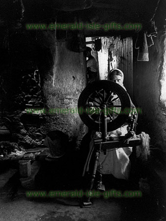 Wool Spinning in an Irish Cottage