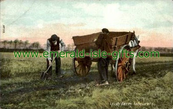 Old Print of Irish Farm Labourer