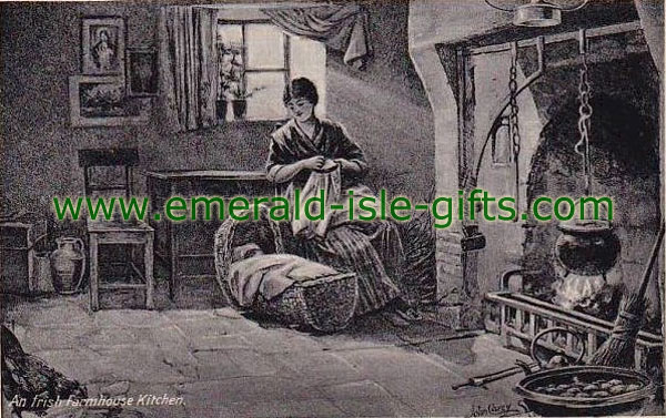 Print of an Irish Farmhouse Kitchen