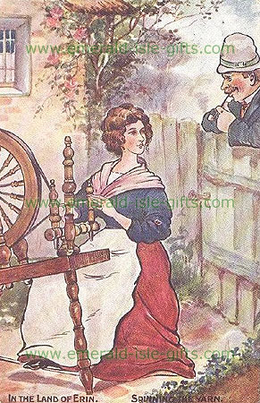 Spinning the Yarn - old Irish print