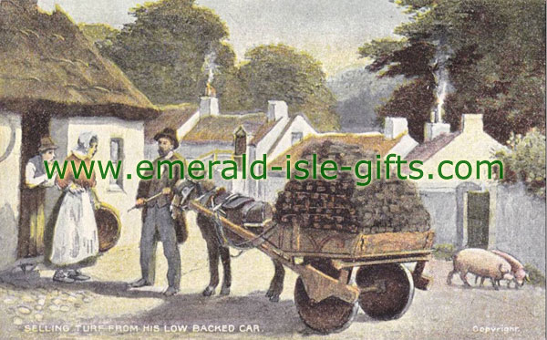 Irish Turf Seller - old photo print