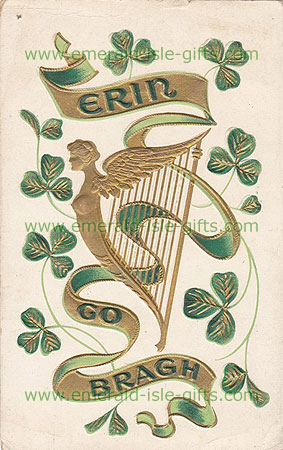 Shamrocks & Harp - Nostalgic old Irish print