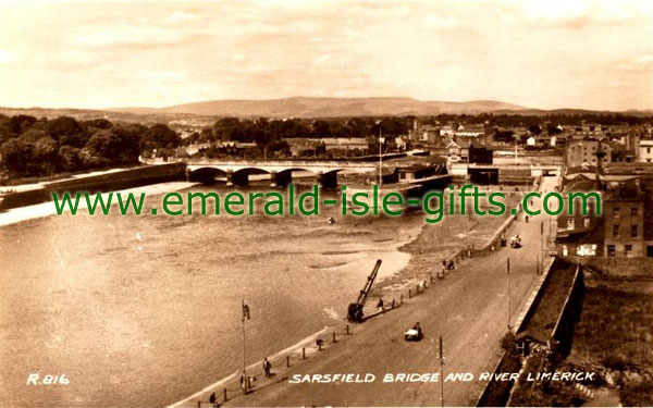 Limerick City - Sarsfield Bridge old b/w photo