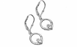 Silver Celtic Knot Claddagh Drop Earrings