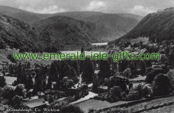 Wicklow - b/w Aerial view of Glendalough