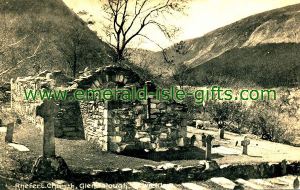 Wicklow - Rhefort Church, Glendalough, old photo