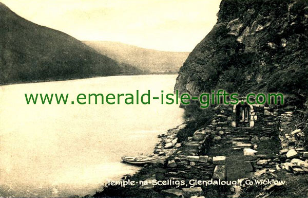 Wicklow - Glendalough, view of Lake and Temple-na-Scelligs