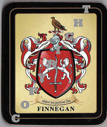 Irish Family Coasters - Finnegan Family Irish Heraldic Coasters