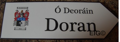 DORAN Coat of Arms on Wooden Sign