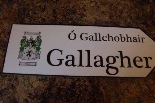 GALLAGHER Coat of Arms on Wooden Sign