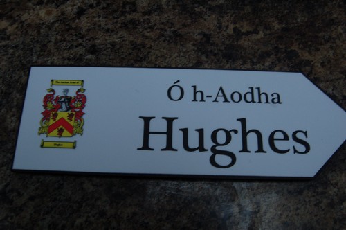 HUGHES Coat of Arms on Wooden Sign