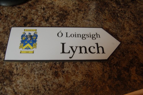 LYNCH Coat of Arms on Wooden Sign