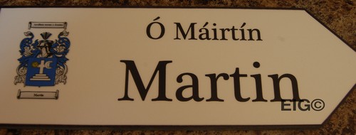 MARTIN Coat of Arms on Wooden Sign