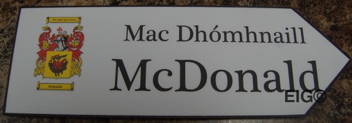 MCDONALD Coat of Arms on Wooden Sign