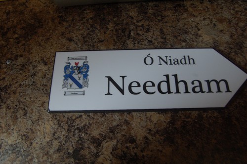 NEEDHAM Coat of Arms on Wooden Sign