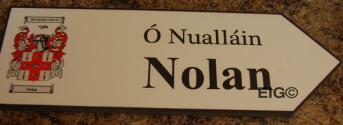 NOLAN Coat of Arms on Wooden Sign