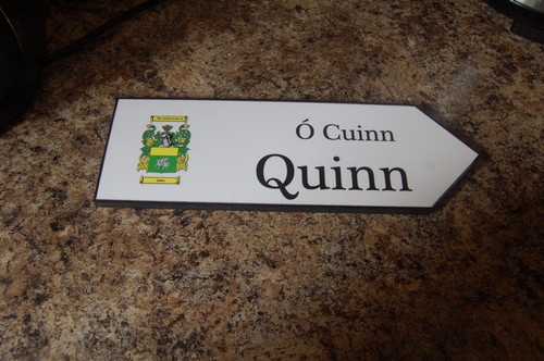 QUINN Coat of Arms on Wooden Sign