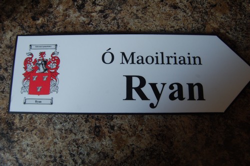 RYAN Coat of Arms on Wooden Sign