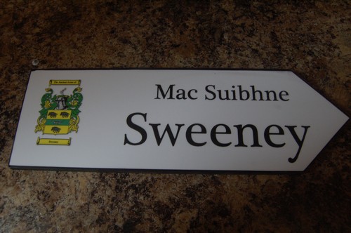 SWEENEY Coat of Arms on Wooden Sign