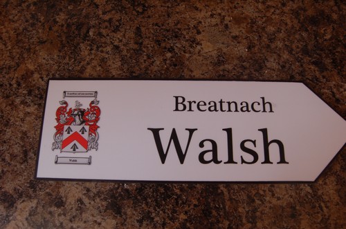 WALSH Coat of Arms on Wooden Sign