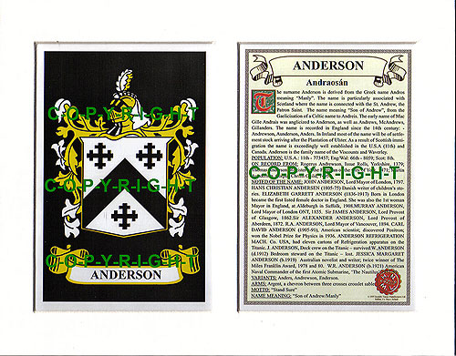 Anderson Family Crest and Name History