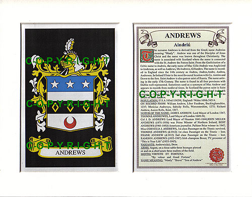 Andrews Family Crest and Name History