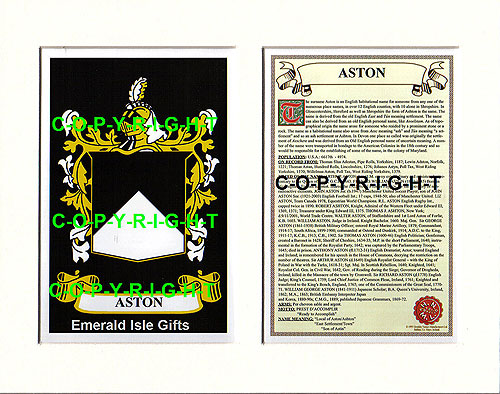 Aston Family Crest and Name History