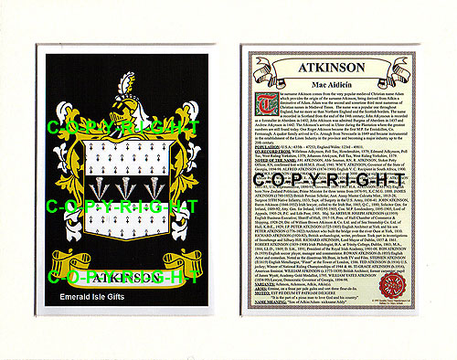 Atkinson Family Crest and Name History