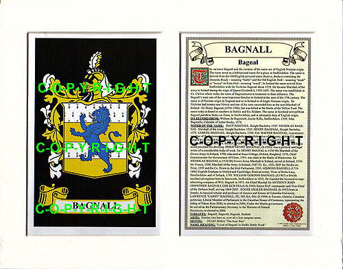 ARDERNE to BAGNALL Family Crest and Name History