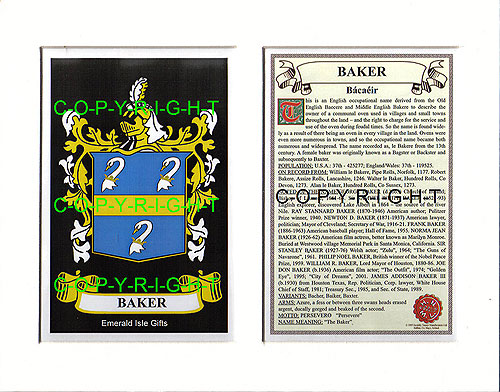 Heraldic Mounts - Baker Family Crest and History