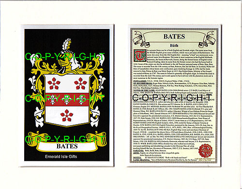 Bates Family Crest and Name History