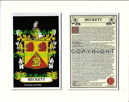 Beckett Family Crest and Name History