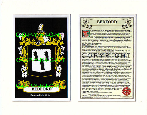 Bedford Family Crest and Name History