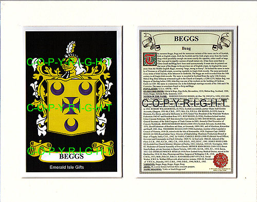 Beggs Family Crest and Name History