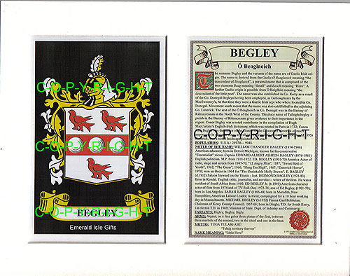 Begley Family Crest and Name History